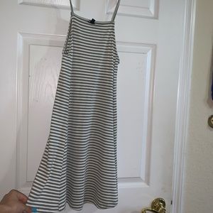 gray and white casual dress